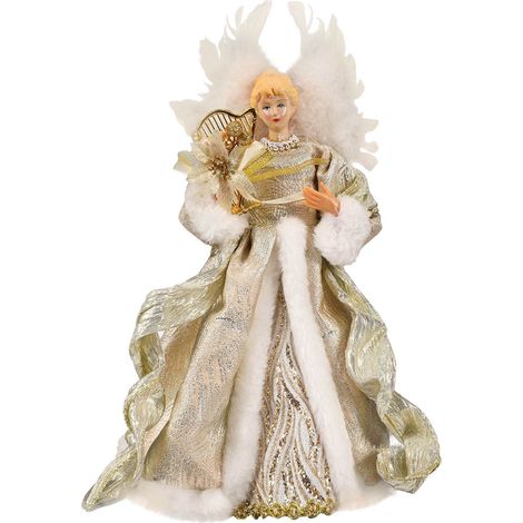 Angel - Lumineux - Pour Arbre De Noël - Aile En Peluche - Velours - Décoration De Table Et Cheminée - 1 Pièce (1/4)