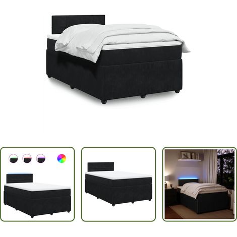 Matelas à ressorts ensachés - Sommier à lattes de lit avec matelas noir 120x190 cm velours (1/5)