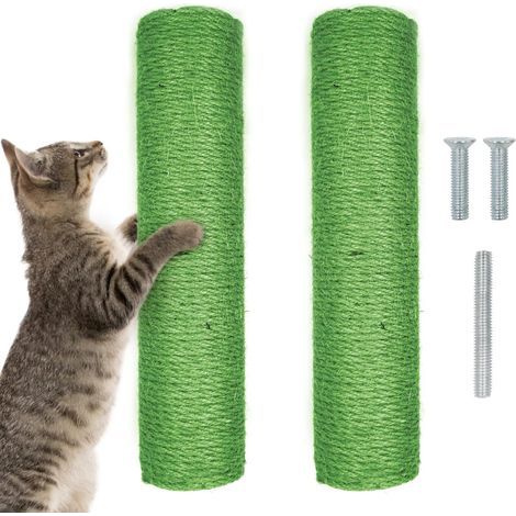 2 Pièces Poteau De Rechange Pour Arbre À Chat Poste Griffer Arbre Poteau Griffoir Corde Chanvre Chatons D'intérieur Grands Colonnes Vis Filetage Intérieur 7cm Diamètre Longeur 30cm Vert (1/5)