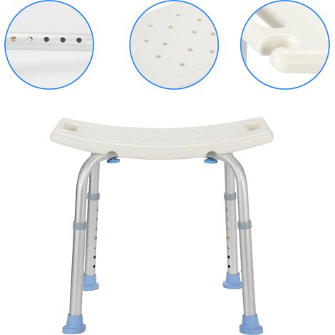 Jiubiaz Sgabello da Doccia Quadrato Regolabile (7 Livelli), Sedia da Bagno Antiscivolo per Anziani e Disabili, 150kg (1/5)