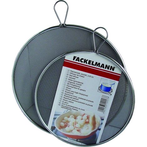 Fackelmann Frangifiamma in acciaio inossidabile Ø17 e Ø20 cm, Set 2pz Lavabile in lavastoviglie, resistente alle alte temperature Diversi diametri, Acciaio, Colore Grigio