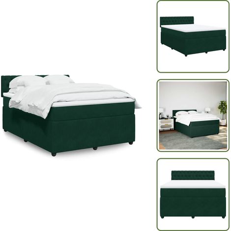 Sommier à lattes de lit et matelas Vert foncé 140x190cm Velours - Sommier À Lattes De Lit - Sommiers À Lattes De Lit - Lit - Meuble De Chambre À Coucher (1/5)