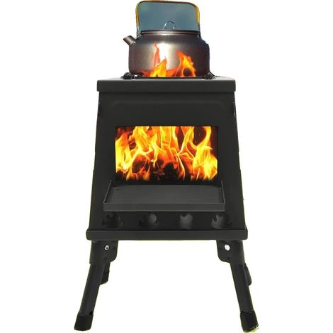 Réchaud d'extérieur, Design portable, Efficace au bois, noir (1/5)