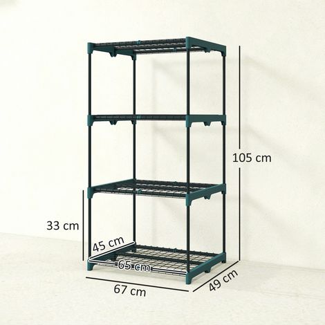 Étagère à fleurs acier 4 niveaux intérieur extérieur jardin balcon 67x49x105cm vert (1/4)
