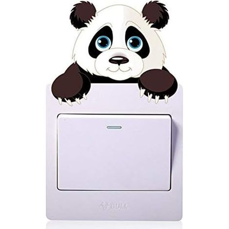 Autocollant mural amovible pour interrupteur mural motif panda mignon pour enfants, décoration murale pratique et habile