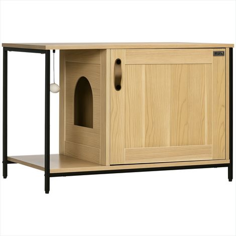 Maison pour chat chêne en panneau de particules 80 x 48 x 55 cm (1/5)