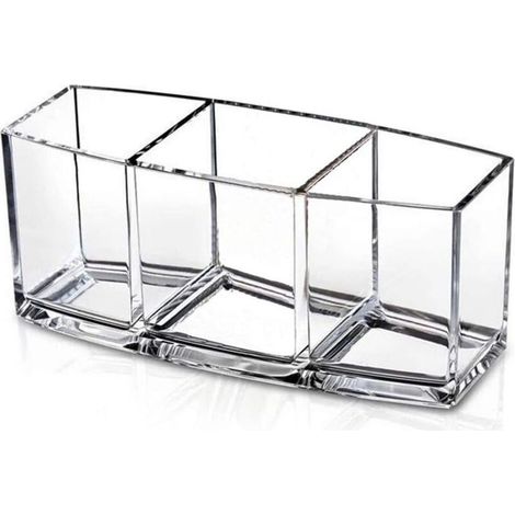 Rangement Maquillage, Organisateur de cosmétiques avec 3 grilles, Rangement Pinceaux en Acrylique Transparent pour Pinceaux de Maquillage, Rouges à Lèvres-Fei Yu (1/5)