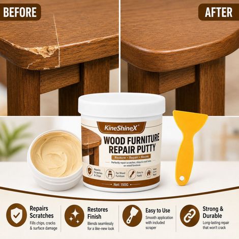 KineShineX Wood Furniture Repair Paste 150g - Repair Putty for Scratches and Cracks on Wooden Tables, Chairs, Cabinet Doors, and Wooden Boards (1/4)