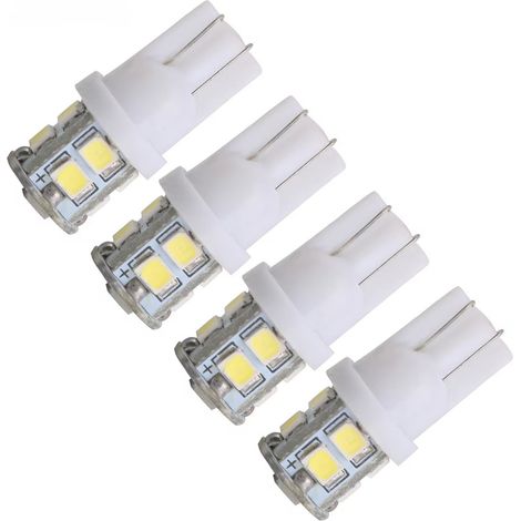 Ampoule Led T10 W5W - 3300 K - 5050 SMD - 50 Lm - 12-14 V Cc - Éclairage Intérieur Voiture - Lot De 4 (1/5)