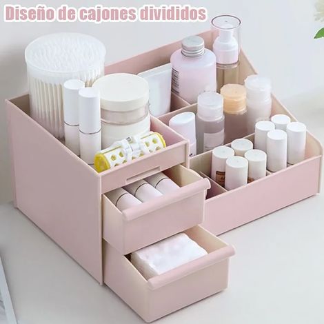 Boîte de Stockage Cosmétique Organisateur de Table Multi-Fonction M Rose avec Tiroirs pour Maquillage Bureau École Art 28cm PP (1/5)