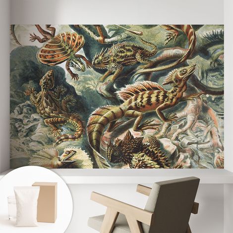 Papier peint intissé mural pour salon chambre à coucher tendance et originale - Colle incluse gratuite Reptiles exotiques 104x70 cm (1/5)
