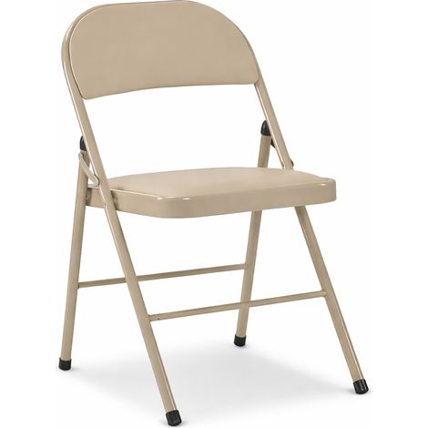 ORION91oficial® - ELARA Folding Chair in Light Brown Faux Leather, Padded Seat for Dining Room, Office, and Kitchen, with Metal Legs, Versatile Design for Small Spaces. (1/5)