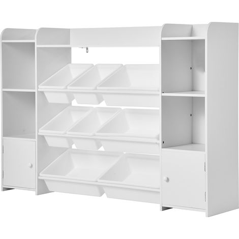 Mophorn Spielzeugaufbewahrung und Bücherregal, 4-stufiger Organizer mit 8 flexiblen Kunststoffboxen, vielseitige Ablage für Schlafzimmer, Klassenzimmer und Kinderzimmer, Weiß