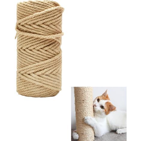Rolle Sisalseil (6 mm x 50 m), robustes Juteseil für Katzenkratzbaum, Ersatz für Katzenkratzbäume, DIY-Dekoration für Haus und Garten (1/5)