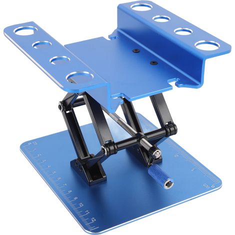 Support de réparation en métal pour voitures RC 1/8 et 1/10, avec plateforme élévatrice rotative et système de simulation (bleu). (1/5)