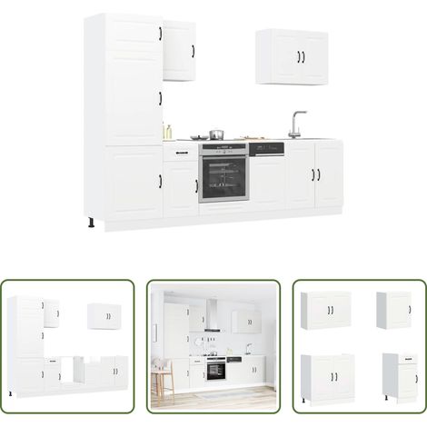 Armoires de cuisine - Ensemble d'armoires cuisine 7pcs Kalmar blanc bois d'ingénierie (1/5)