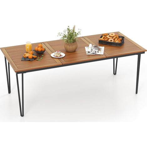 Table de terrasse rectangulaire en Bois d'acacia, Table de Jardin avec Trou pour Parasol pour 8 Personnes 200 x 90 cm (1/5)