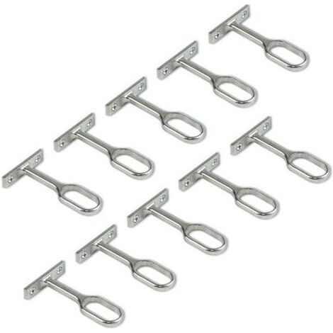 Support central pour barre de penderie ovale,Nickelé, Lot de 10 (1/5)