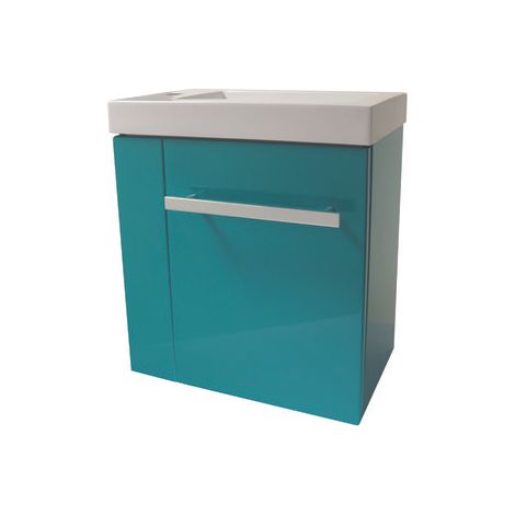 ONDEE ZEN - Meuble LAVE MAIN SEYMOUR Lagon avec plan vasque blanc (1/4)