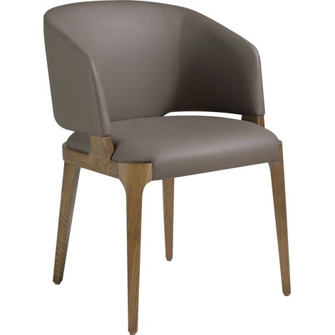Chaise design mink et noyer Angel Cerdá SILLA - Eco-cuir couleur mink nuance noyer (1/5)