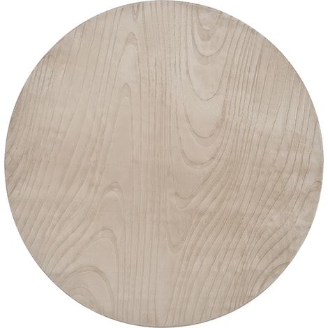 Alfombra de pelo de conejo sintético peluda motivo vetas 160 cm redonda beige Ontake (1/5)