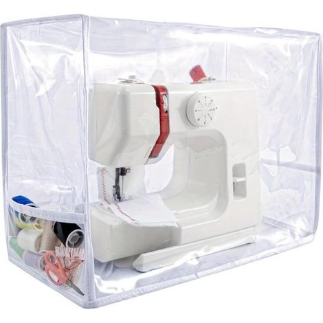 Copertura antipolvere trasparente per macchina da cucire con coulisse laterale e borsa per il trasporto. (1/5)