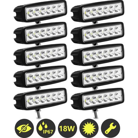 SWANEW 10x Faro da Lavoro LED 18W Linea lunga Fari Led 12V 24V Fari di Profondità Impermeabile IP67 Luci di Lavoro Fuoristrada Moto Auto SUV (1/5)