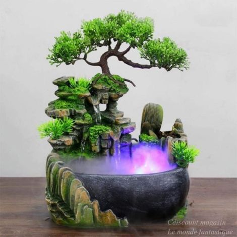 Créatif Intérieur Simulation Résine Rocaille Cascade Statue Feng Shui Fontaine D'eau Maison Jardin Déco (1/3)