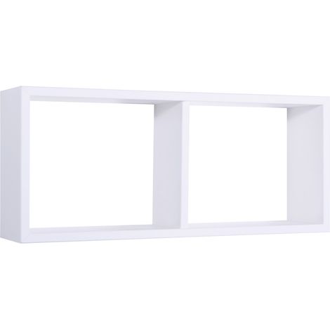 Mensola Rettangolare 2 Scomparti da Parete 70x30x15,5 cm in Fibra di Legno Morgana Bianco (1/5)