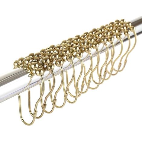 Crochets de rideau de douche, acier inoxydable, pour tringles à rideaux de douche, lot de 12, doré (1/4)