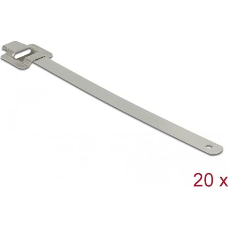 Delock Bridas de acero inoxidable reutilizables con cierre desplegable LA 150 x AN 10 mm, 20 piezas