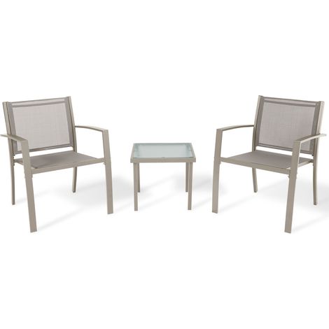 Set Salotto da Giardino Havana Taupe e Marrone 3 Pezzi in Acciaio e Textilene (1/4)