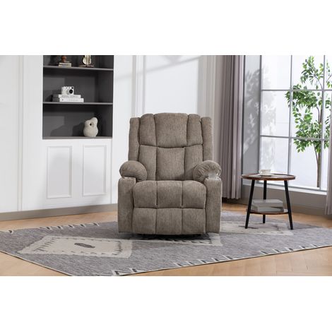 Autres fauteuils-Fauteuil releveur electrique-massage-chauffant-repose-pieds-poches laterales-porte-boissons-beige clair-84x80x140cm (1/5)