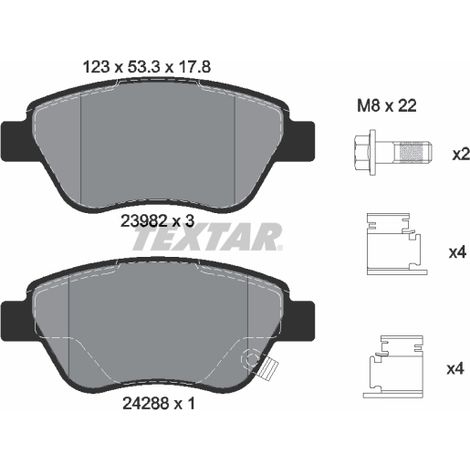 Kit de plaquettes de frein, frein à disque Textar 2398202 FIAT 1605226 1605258