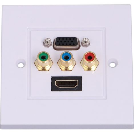 Plaque murale VGA + Interface multimédia haute définition 3 RCA avec prise murale pour la décoration de la maison, du bureau ou de l'hôtel (1/5)