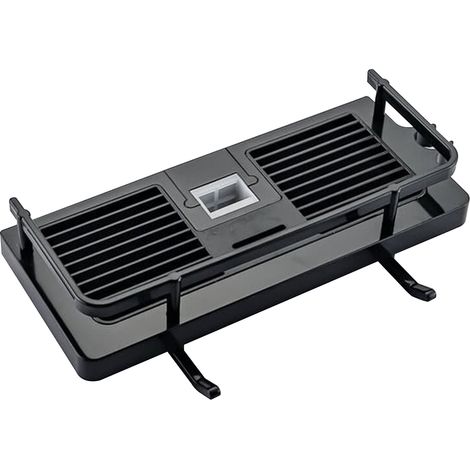 Estante de ducha con barra extensible – almacenamiento sin taladros, blanco/negro, ABS, 29 x 11,5 x 5 cm (1/5)