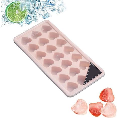 Herzförmige Eiswürfelform 21 Fächer mit Deckel, Silikon, für Cocktails & Backen (1/5)