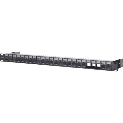 Metz Connect Keystone 19 Zoll Modulträger 1HE 24 Port schwarz unbestückt, geschirmt 130920-BKKE (1/2)