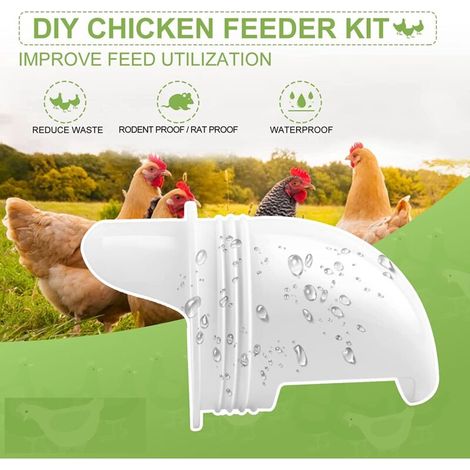 Aougo – Mangiatoia automatica per polli – 4 porte – Anti-spreco e a prova di parassiti – Compatibile con secchi e barili – Plastica resistente per alimenti (1/4)