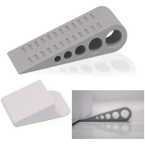 Butées de porte grises (lot de 2), cales de porte en caoutchouc, adaptées à tous types de surfaces antidérapantes. (1/4)