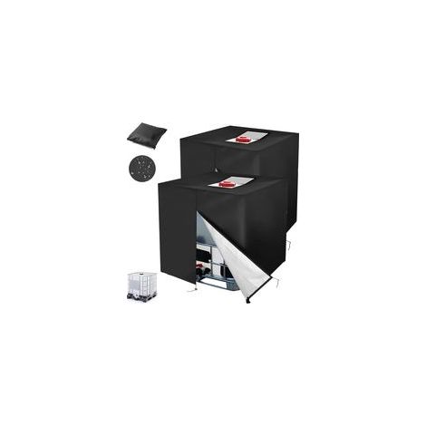 Bâche Couverture Réservoir IBC pour Conteneur IBC 1000L, 2 Pièces 210D 116 x 100 x 120 cm Bâche de Réservoir d'eau Anti-UV Anti-Pluie ( noir )