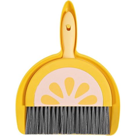 Children’s Broom Dustpan Set, Cartoon Fruit Themed Small Dustpan Brush Combo, 7.09x9.06 inches Convenient Portable Whisk Broom Housekeeping Helper Pack for Kids and Adults