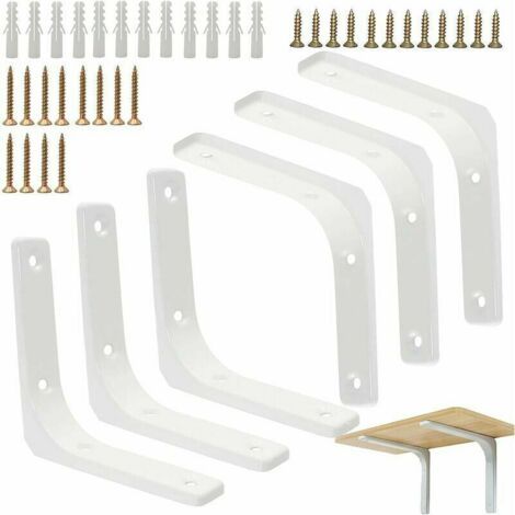 Supports Angulaires Droits 6 Pcs Équerre Étagère Blanche Equerre Murale en Forme de L Blanc Equerre Etagere 100mm Support D\\u2019ètagère Equerre Etagere Murale Blanche 10 cm pour Meubles Décoration