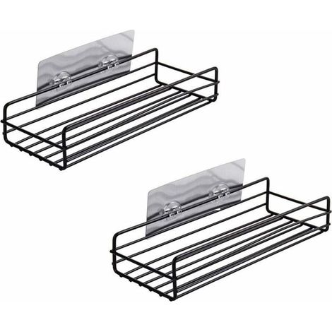 Étagère von Salle von Bain Adhésive Montée Au Mur, ohne Perçage, Solides Supports von Cuisine für Caddies von Douche, Organisateurs von Rangement für Douche( Paquet von 2, schwarz) - Fei Yu