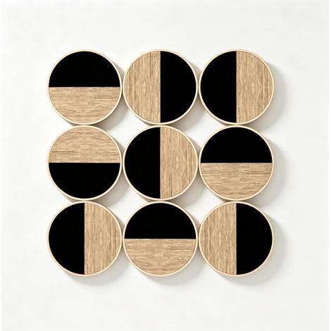 Decorazione da parete 3D 60x3,8x60 cm in metallo nero e naturale, stile moderno FloraGrace (1/5)