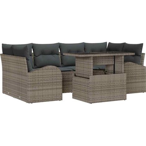 Maison Exclusive - Set Divano da Giardino 7 pcs Grigio Rattan in Polipropilene