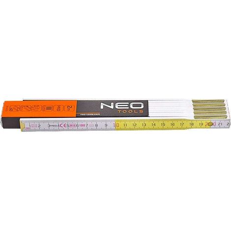 Neo Outil de mesure pliant bois blanc et jaune 2 mètres (1/4)
