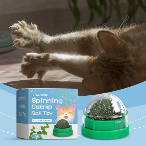 Mint-flavored rotating cat ball toy, chew toy, teeth cleaning and care rotating mint ball -- 1 piece -- BIEMMEDUE