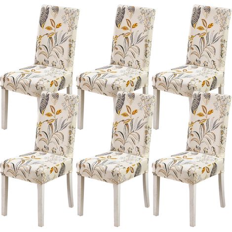 Housses de chaise extensibles motif feuilles dorées, lot de 6 (1/5)