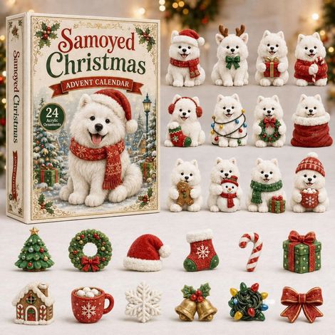 Samojede zu Weihnachten Adventskalender 2026 2D Überraschungsbox